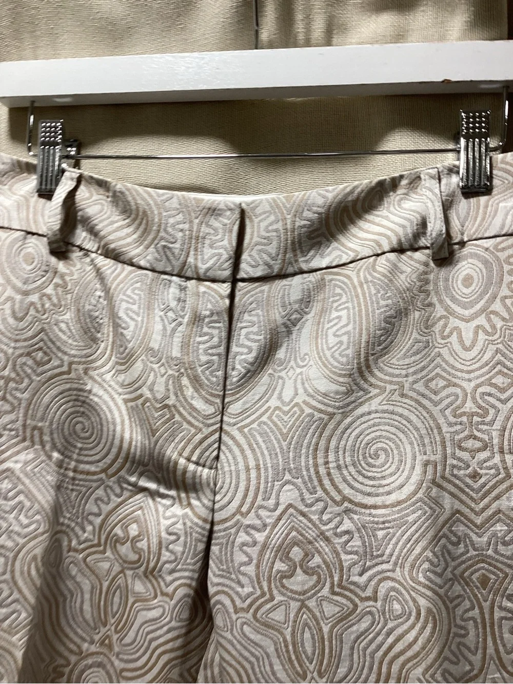 Etcetera Beige & Cream Abstract Print Slim Ankle Pants